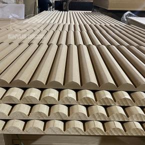 SY0101 Solid Wood Convex Half Round Fluted Wall Panel Custom MDF 3D Wave Wall Panels for Villa Hotel Background Wall
